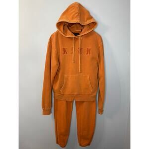 KITH Sweatshirt Hoodie & Sweatpants Set Orange Streetwear Men's XS